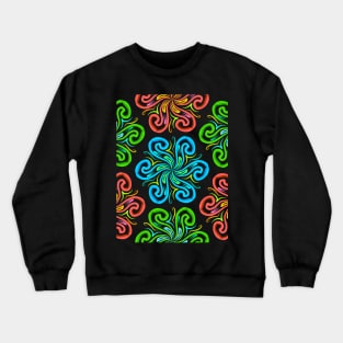 Abstract Floral Mandala Neon Pattern Crewneck Sweatshirt